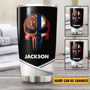 Personalized France Firefighter Skull Tumbler Printed 22NOV-HY29