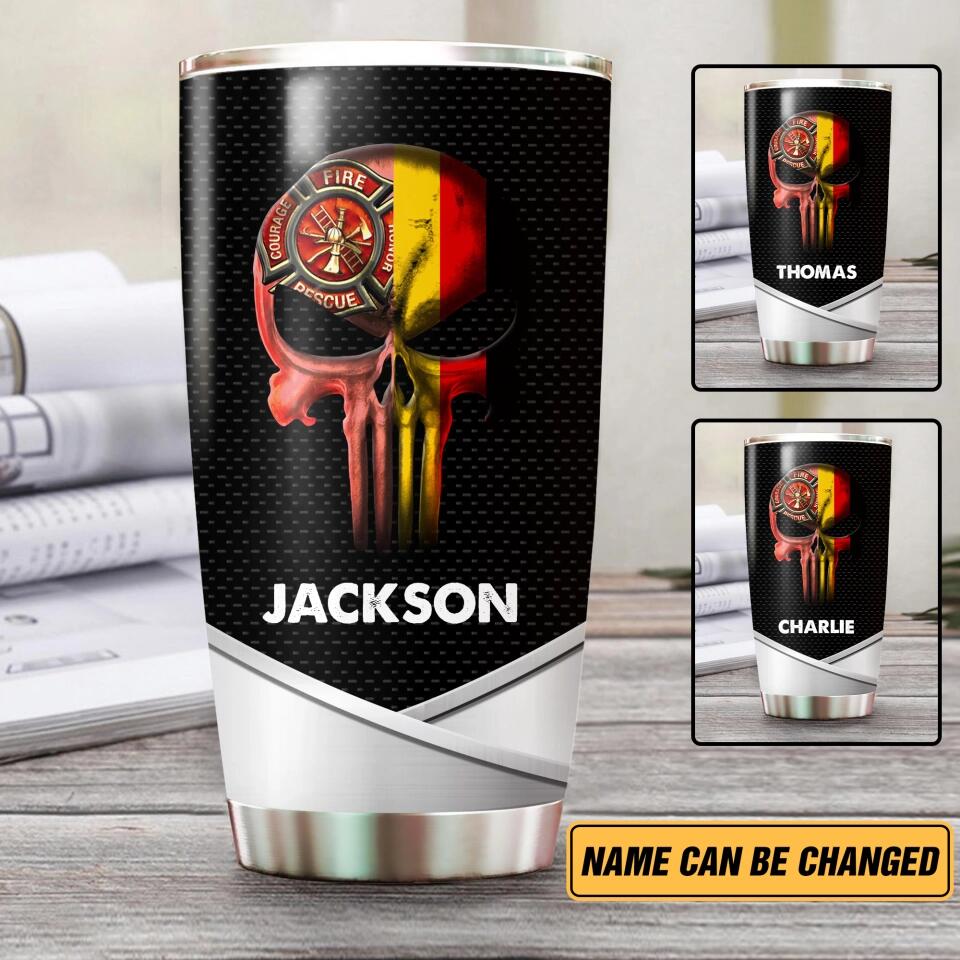 Personalized German Firefighter Skull Tumbler Printed 22NOV-HY29