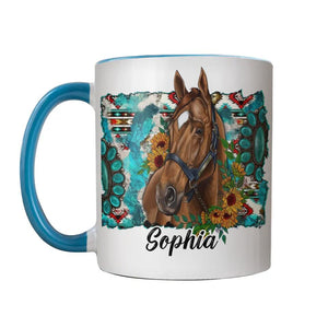 Personalized Horse Lovers Hippie Sunflower Printed Accent Mug 22NOV-HQ30