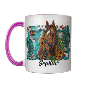 Personalized Horse Lovers Hippie Sunflower Printed Accent Mug 22NOV-HQ30