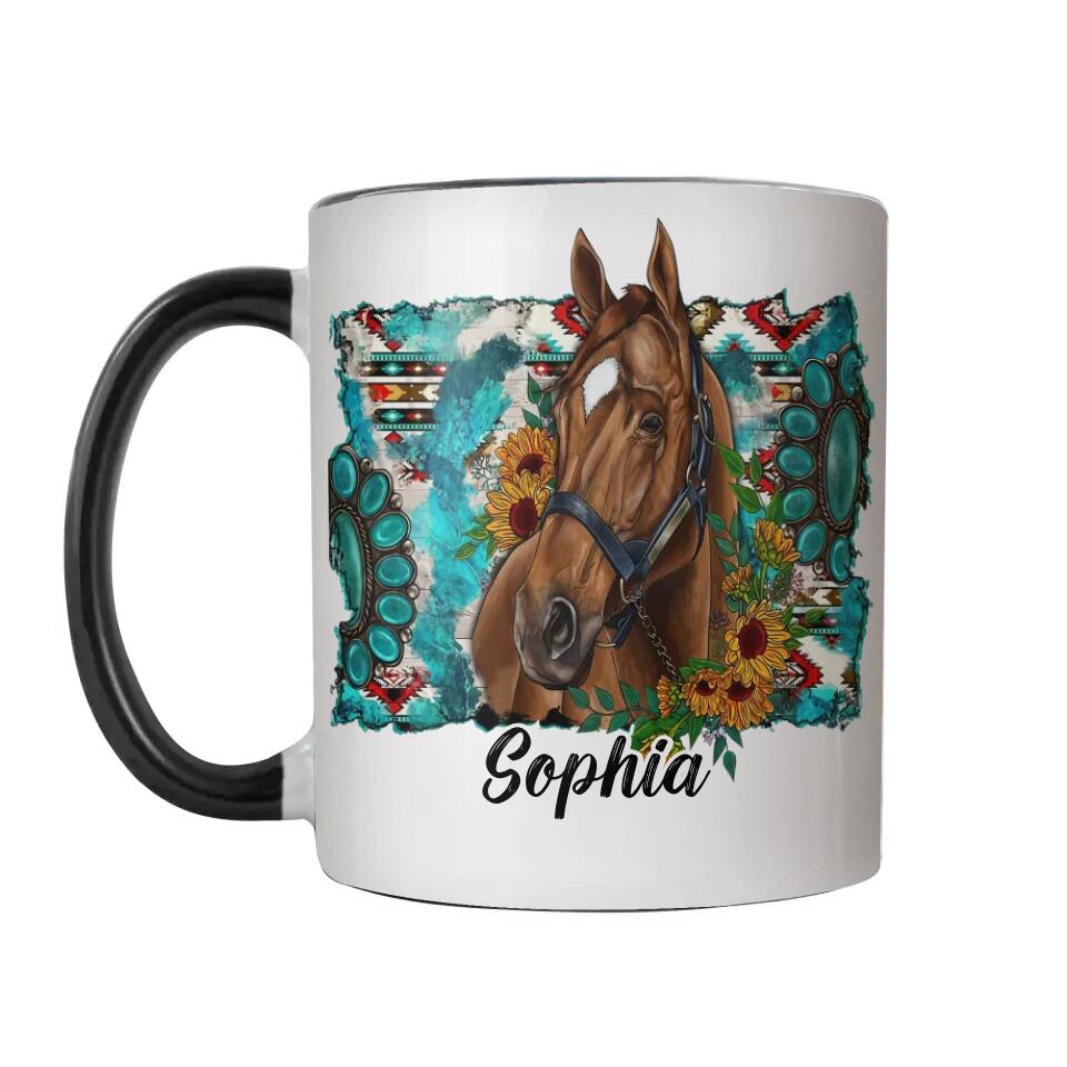 Personalized Horse Lovers Hippie Sunflower Printed Accent Mug 22NOV-HQ30