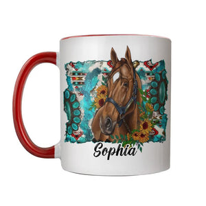 Personalized Horse Lovers Hippie Sunflower Printed Accent Mug 22NOV-HQ30