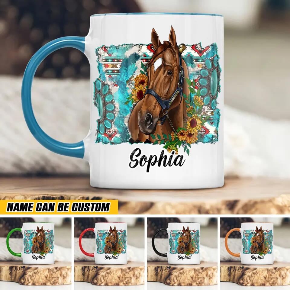 Personalized Horse Lovers Hippie Sunflower Printed Accent Mug 22NOV-HQ30