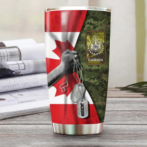 Personalized Canadian Solider/Veteran Rank & Flag Tumbler Printed 22NOV-HY30