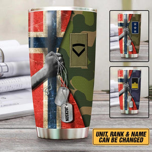 Personalized Norway Solider/Veteran Rank & Flag Tumbler Printed 22NOV-HY30