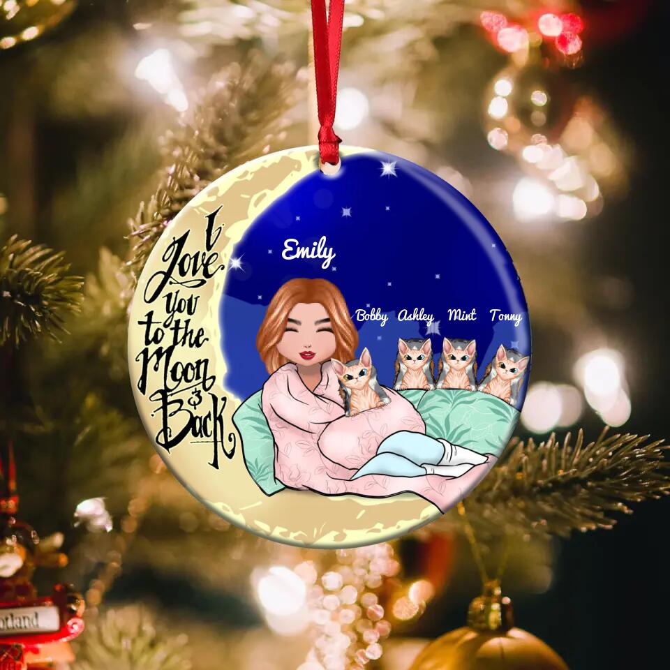 Personalized I Love You To The Moon And Back Cat Lovers Acrylic/Plastic Ornament Printed 22NOV-DT30