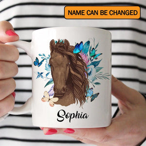 Personalized Love Horse & Flowers Mug Printed 22DEC-HY02