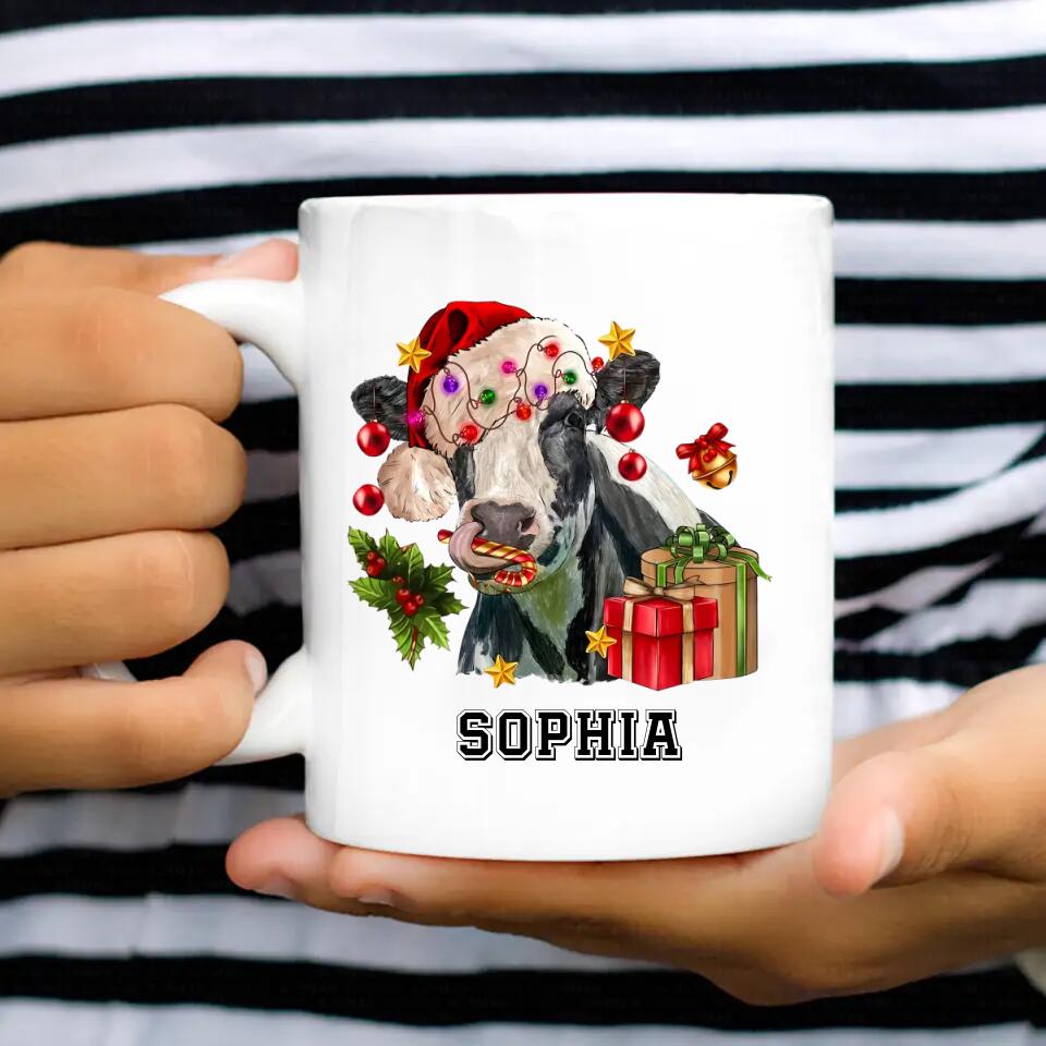 Personalized Holstein Friesian Cattle Christmas Tshirt Mug Printed QTHQ0212