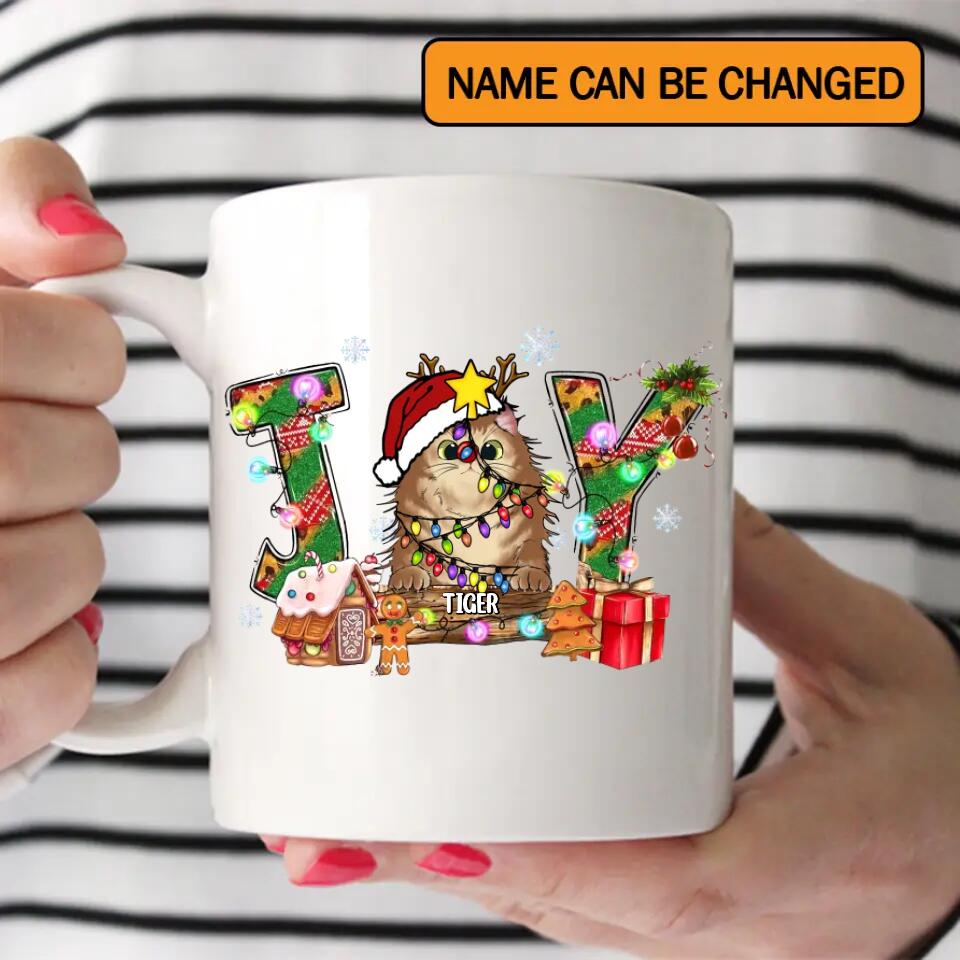 Personalized Joy Cat Christmas Mug Printed QTDT0212