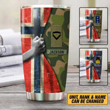 Personalized Norwegian Solider/Veteran Flag Rank Camo Tumbler Printed 22DEC-HY06