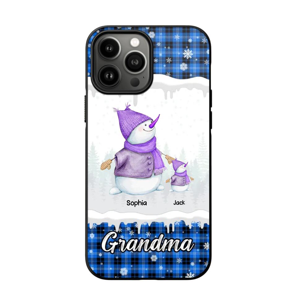 Personalized Snowman Grandma & Kid Name Christmas Phonecase 3D Printed 22DEC-HQ06