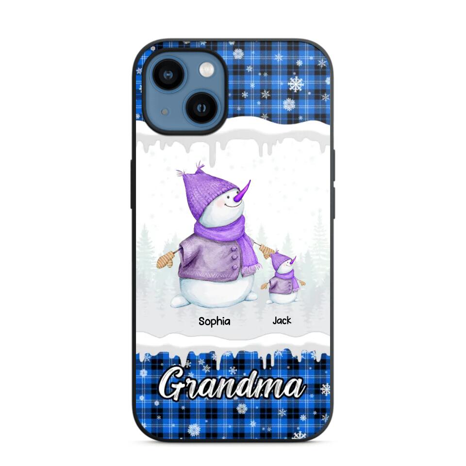 Personalized Snowman Grandma & Kid Name Christmas Phonecase 3D Printed 22DEC-HQ06