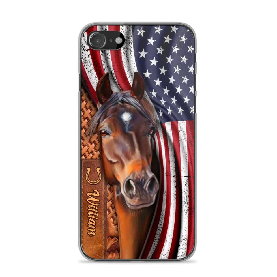 Personalized Horse Lovers Us Flag Phonecase 3D Printed 22DEC-HQ07