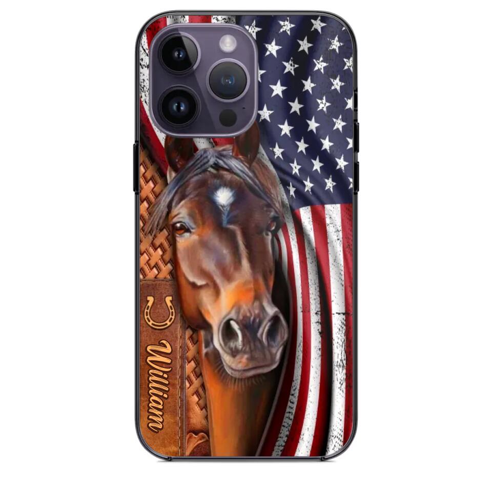 Personalized Horse Lovers Us Flag Phonecase 3D Printed 22DEC-HQ07