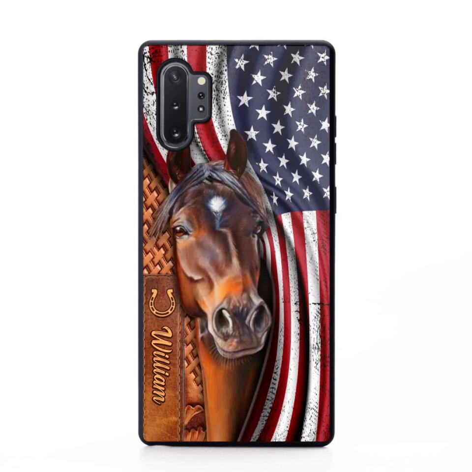 Personalized Horse Lovers Us Flag Phonecase 3D Printed 22DEC-HQ07