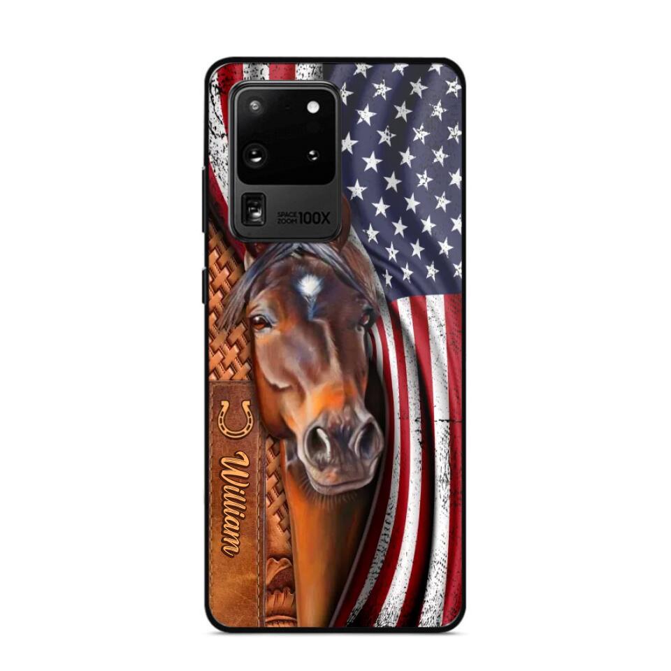 Personalized Horse Lovers Us Flag Phonecase 3D Printed 22DEC-HQ07