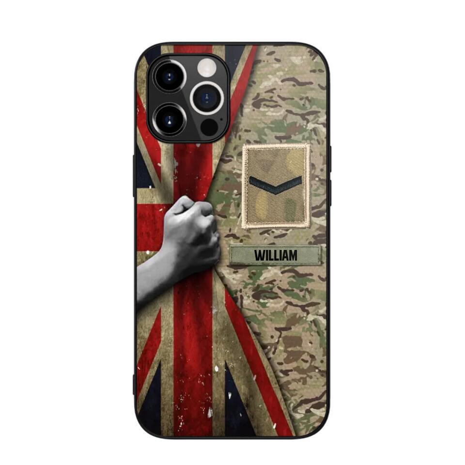 Personalized UK Solider/Veteran Rank Camo Phonecase 3D Printed 22DEC-HY07