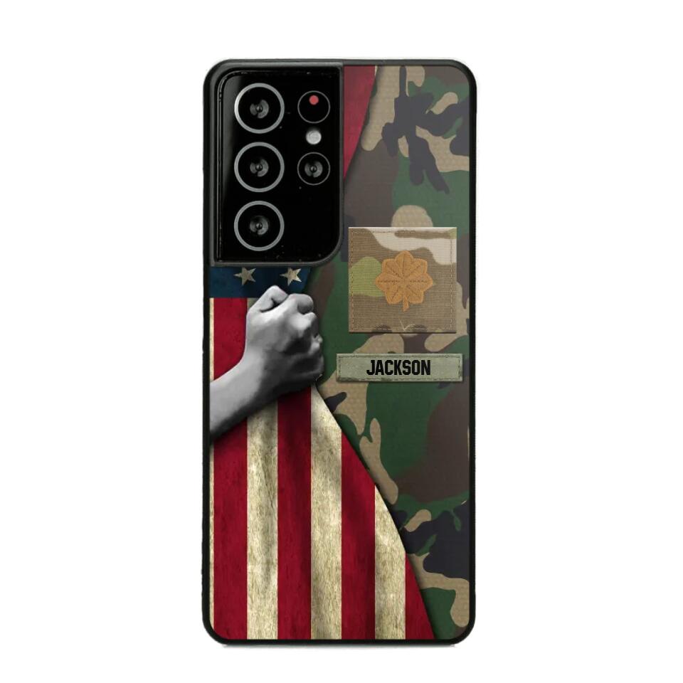 Personalized US Solider/Veteran Rank Camo Phonecase 3D Printed 22DEC-HY07