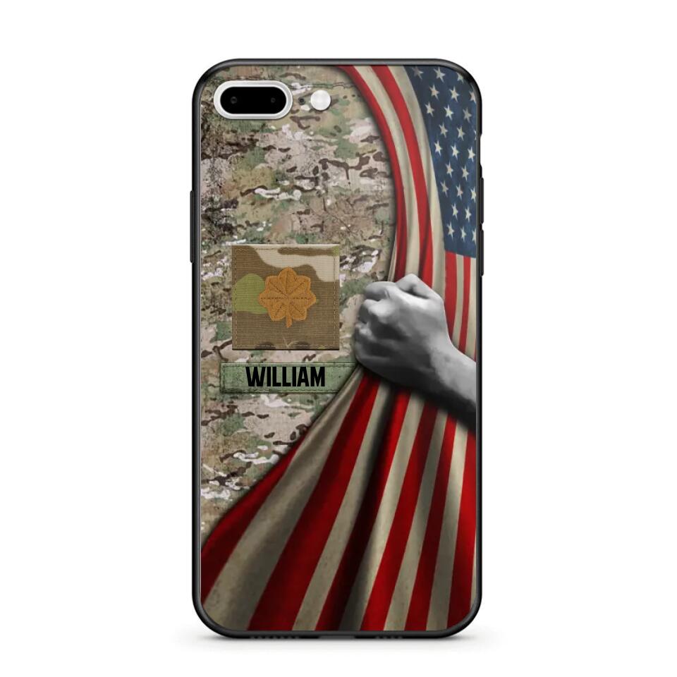 Personalized US Solider/Veteran Rank Camo Flag Phonecase 3D Printed 22DEC-DT08