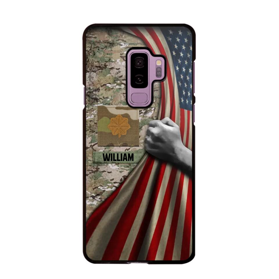 Personalized US Solider/Veteran Rank Camo Flag Phonecase 3D Printed 22DEC-DT08