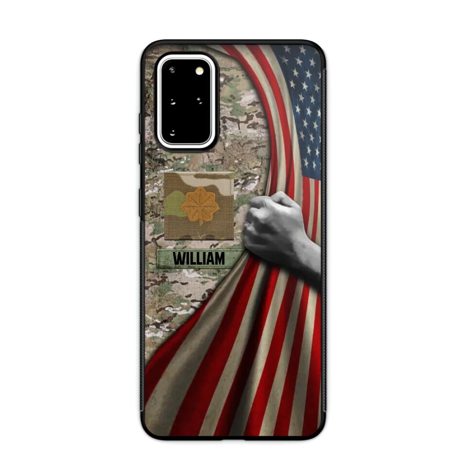 Personalized US Solider/Veteran Rank Camo Flag Phonecase 3D Printed 22DEC-DT08