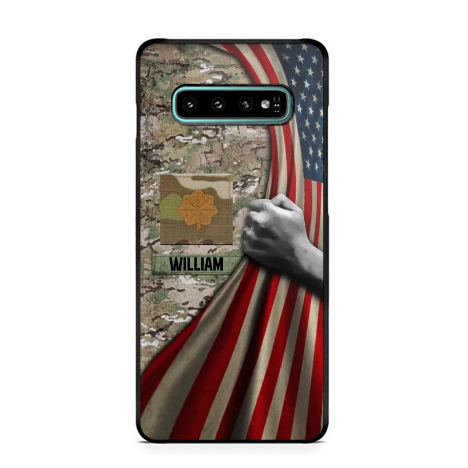 Personalized US Solider/Veteran Rank Camo Flag Phonecase 3D Printed 22DEC-DT08