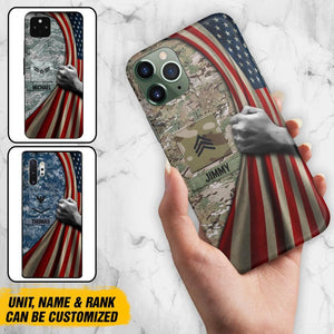 Personalized US Solider/Veteran Rank Camo Flag Phonecase 3D Printed 22DEC-DT08