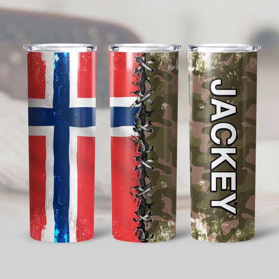 Personalized Norwegian Veteran/Soldier Tumbler 30Oz Printed 22DEC-HQ09