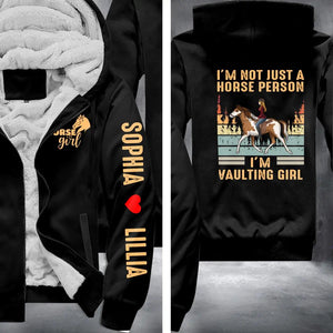 Personalized I'm Not Just A Horse Person I'm Vaulting Girl Printed Fleece Hoodie PNHQ0912