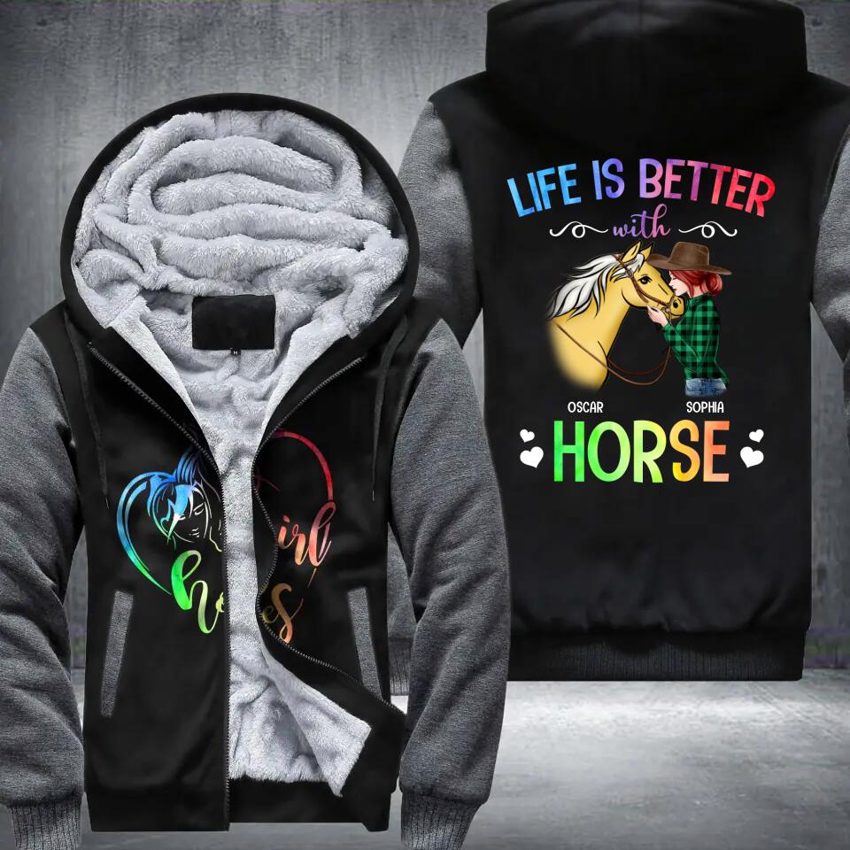 Personalized Life Is Better With Horse Printed Fleece Hoodie PNDT0912