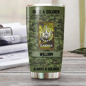 Personalized Canadian Solider/Veteran Rank Camo Tumbler Printed 22DEC-DT12