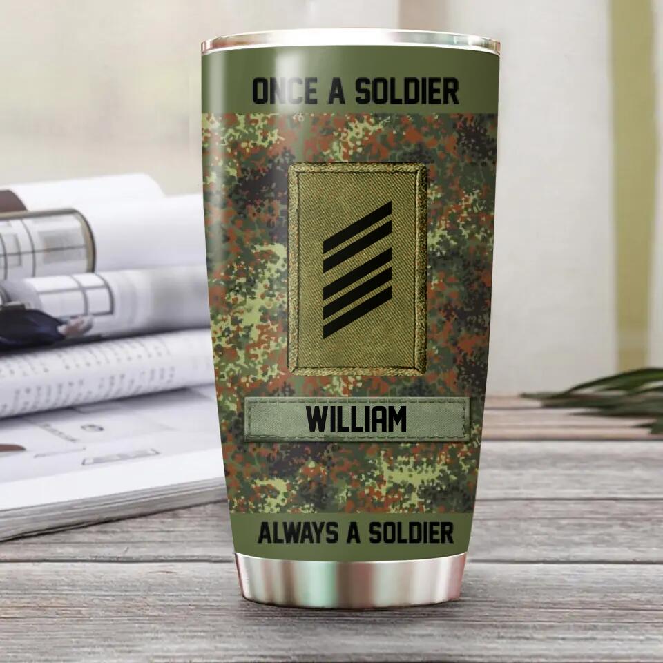 Personalized German Solider/Veteran Rank Camo Tumbler Printed 22DEC-DT12