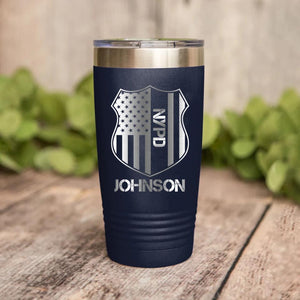 Personalized US Police With Name And Department Tumbler Printed QTDT1012