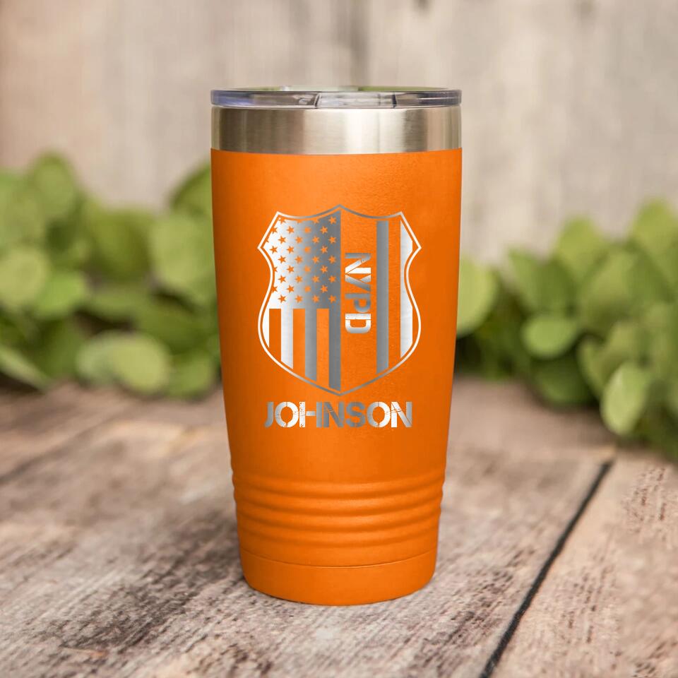 Personalized US Police With Name And Department Tumbler Printed QTDT1012