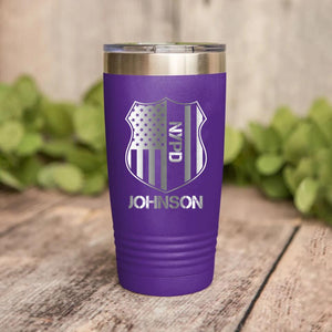 Personalized US Police With Name And Department Tumbler Printed QTDT1012