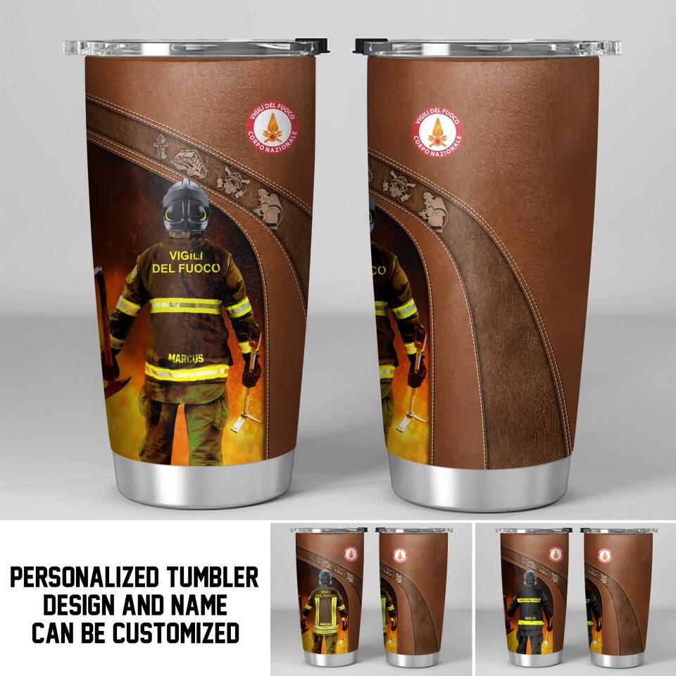 Personalized Italian Firefighter Uniform Tumbler Printed 22DEC-DT12