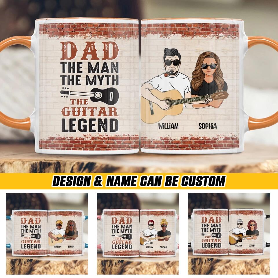 Personalized The Guitar Legend Dad & Daughter  Printed Accent Mug PNHQ1312