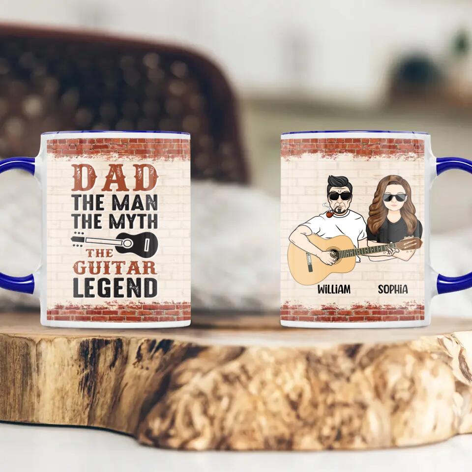 Personalized The Guitar Legend Dad & Daughter  Printed Accent Mug PNHQ1312