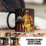 Personalized US Firefighter Black Mug Printed 22DEC-DT13