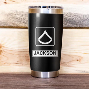 Personalized US Solider/ Veteran Rank Tumbler Printed 22DEC-HQ14