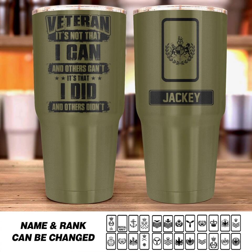 Personalized UK Soldier/ Veteran With Rank Camo Tumbler 30oz Printed 22DEC-HQ14