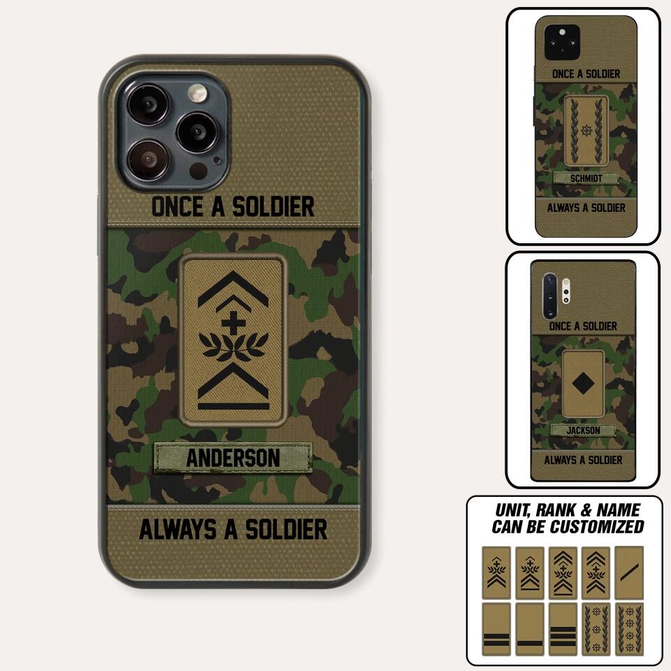 Personalized Once A Soldier Always A Soldier Swiss Soldier/ Veteran Rank Camo Phonecase 3D Printed 22DEC-DT14