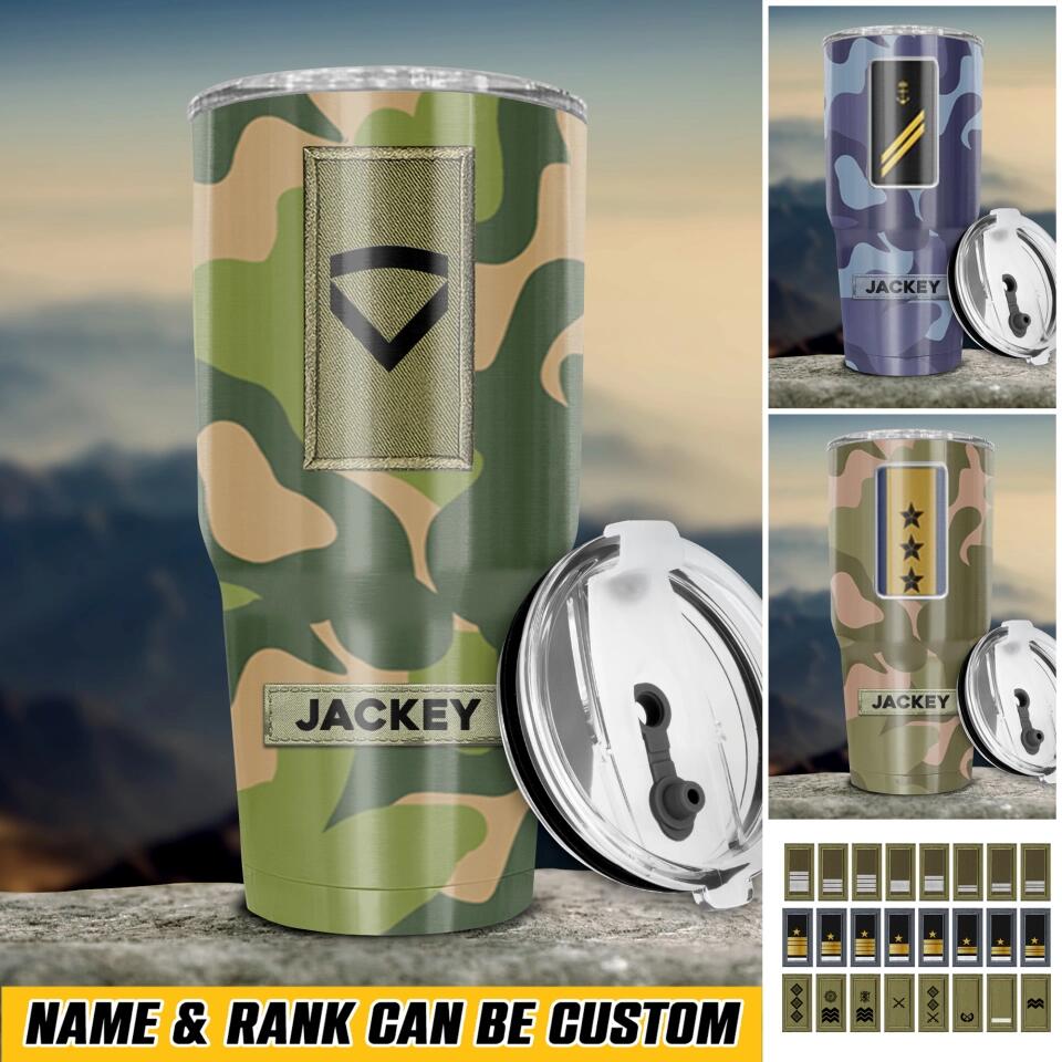 Personalized Norwegian Soldier/ Veteran With Rank Camo Tumbler 30oz Printed 22DEC-HQ14