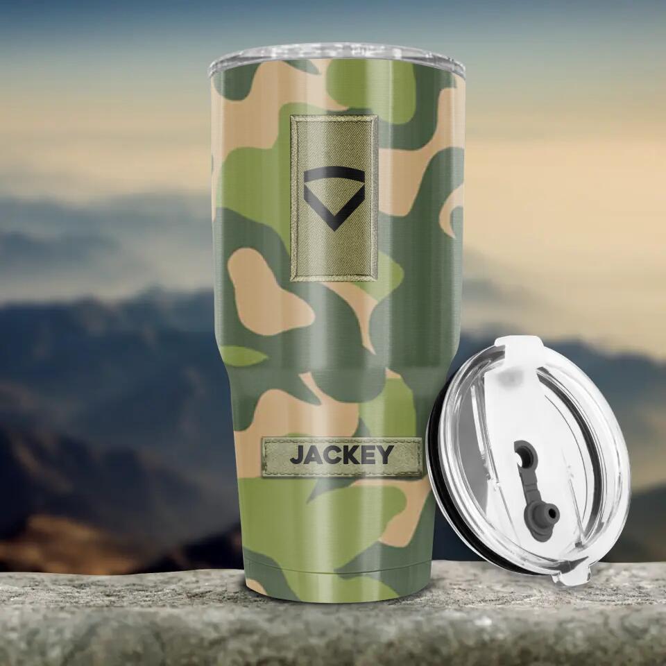 Personalized Norwegian Soldier/ Veteran With Rank Camo Tumbler 30oz Printed 22DEC-HQ14