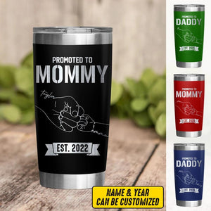 Personalized Promoted To Mommy/Daddy Laser Tumbler Printed QTDT1612