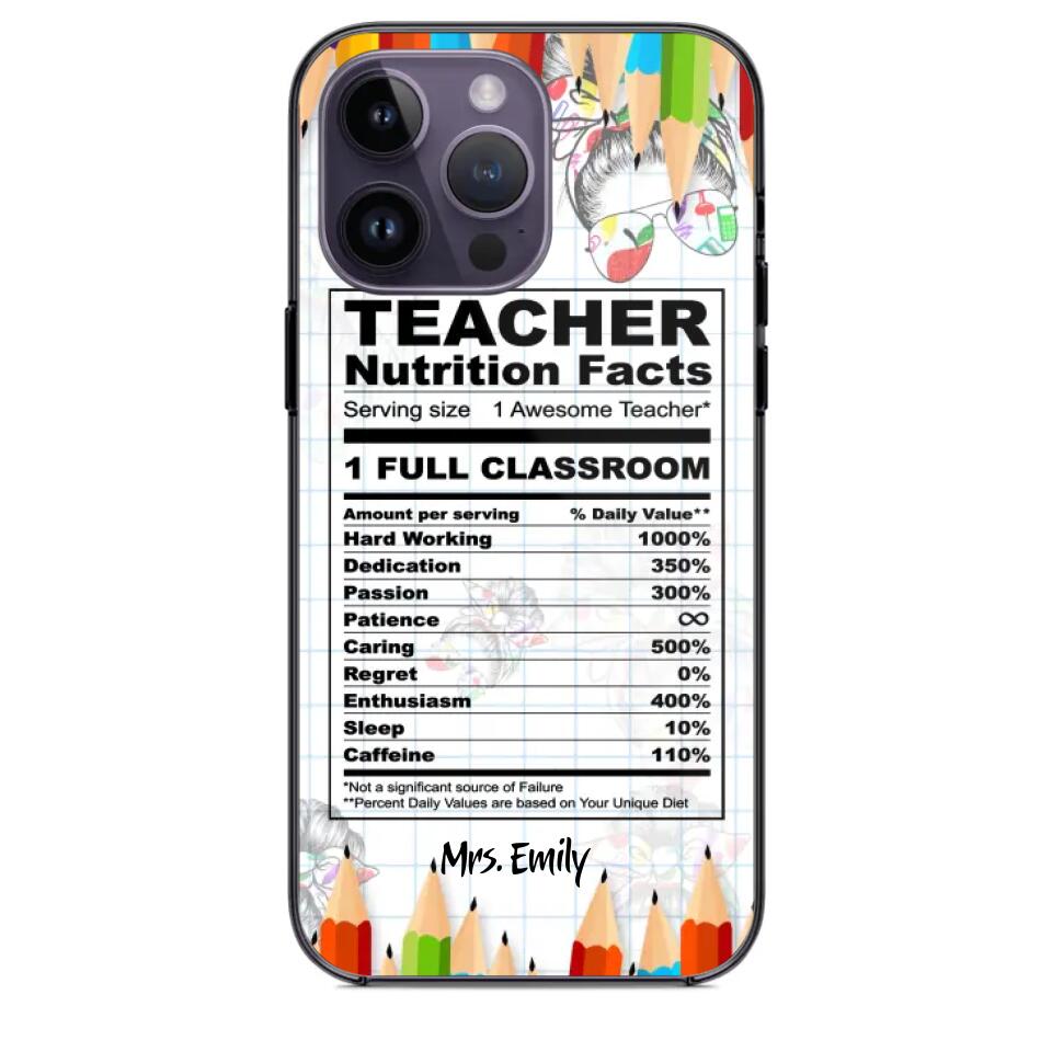 Personalized Teacher Nutrition Facts Phonecase Printed 22DEC-DT19