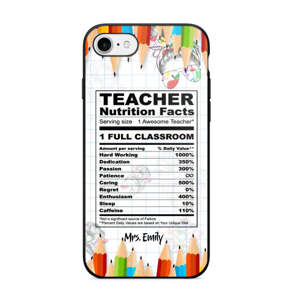 Personalized Teacher Nutrition Facts Phonecase Printed 22DEC-DT19