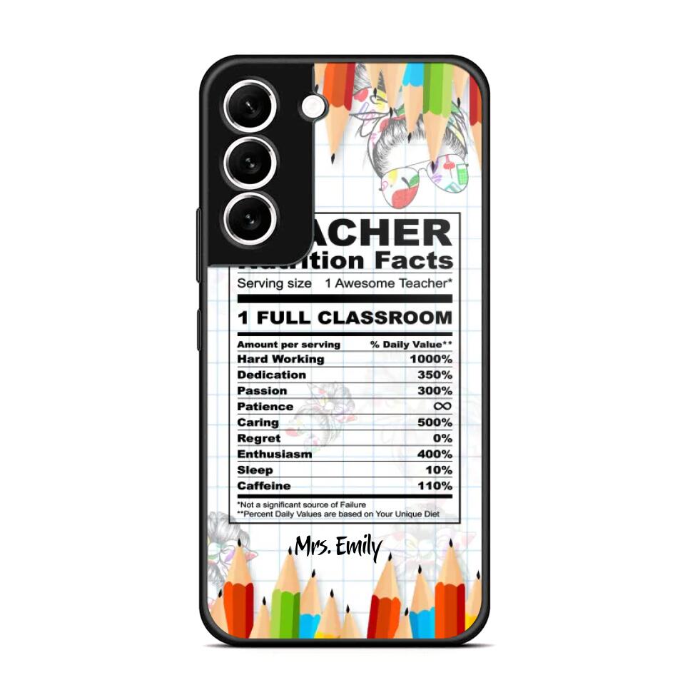 Personalized Teacher Nutrition Facts Phonecase Printed 22DEC-DT19