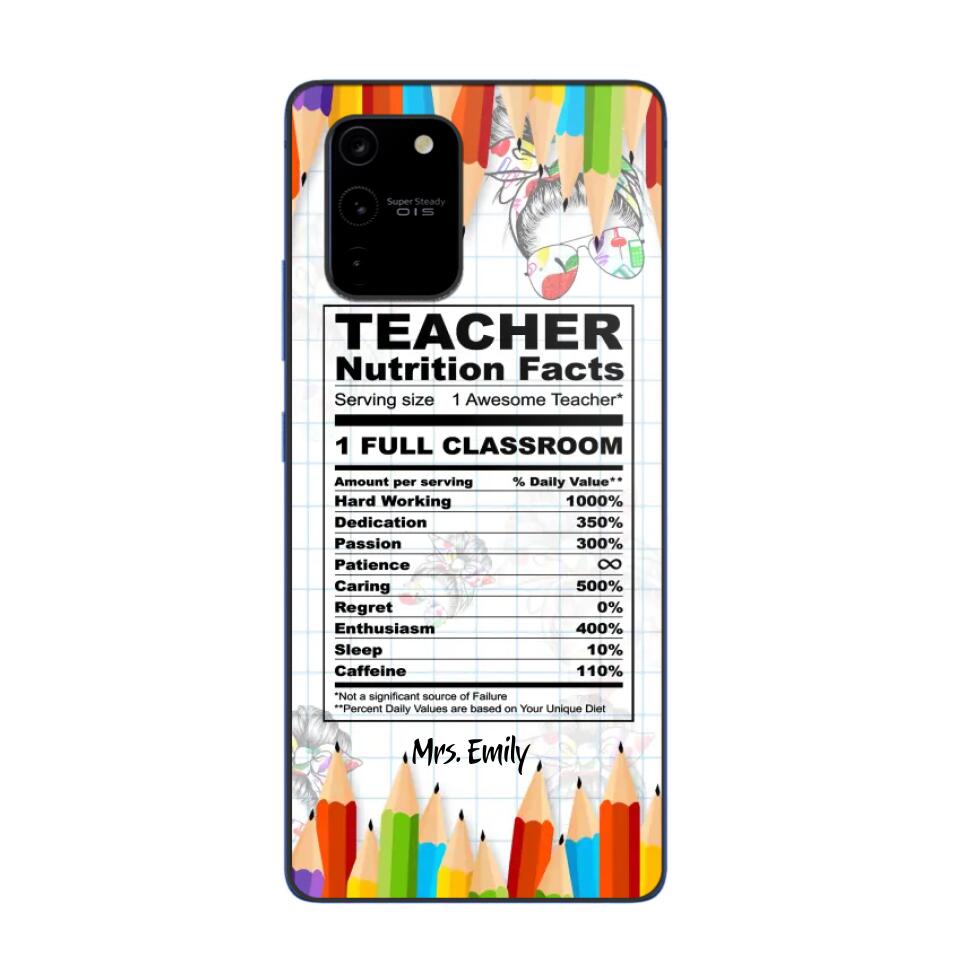 Personalized Teacher Nutrition Facts Phonecase Printed 22DEC-DT19