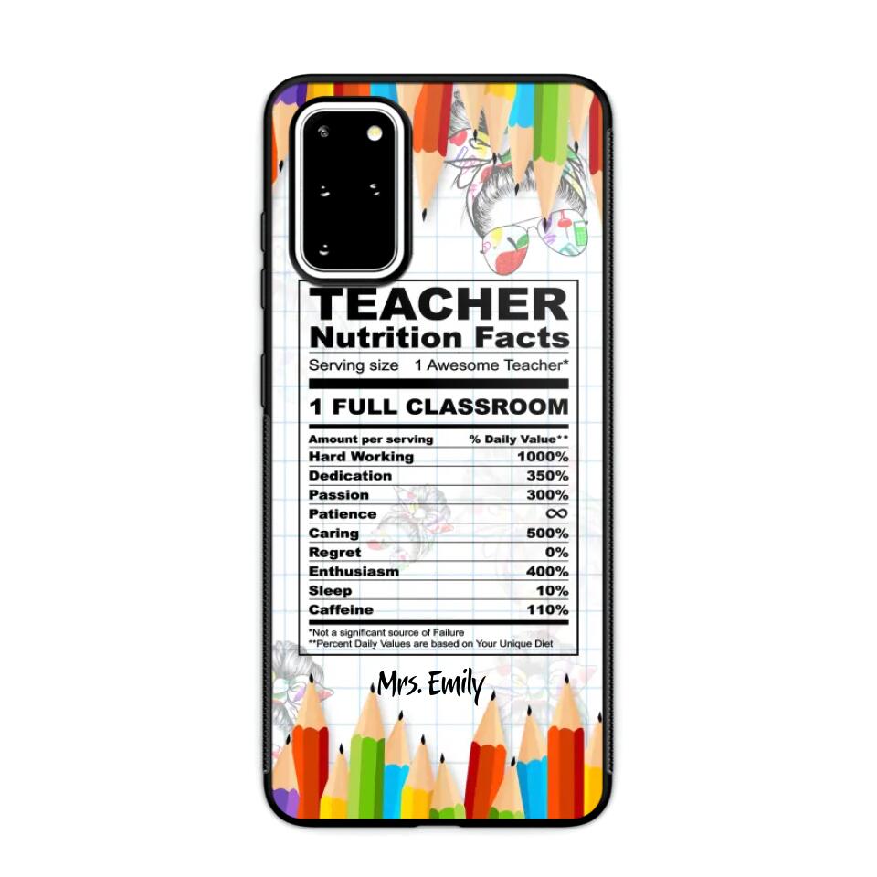 Personalized Teacher Nutrition Facts Phonecase Printed 22DEC-DT19